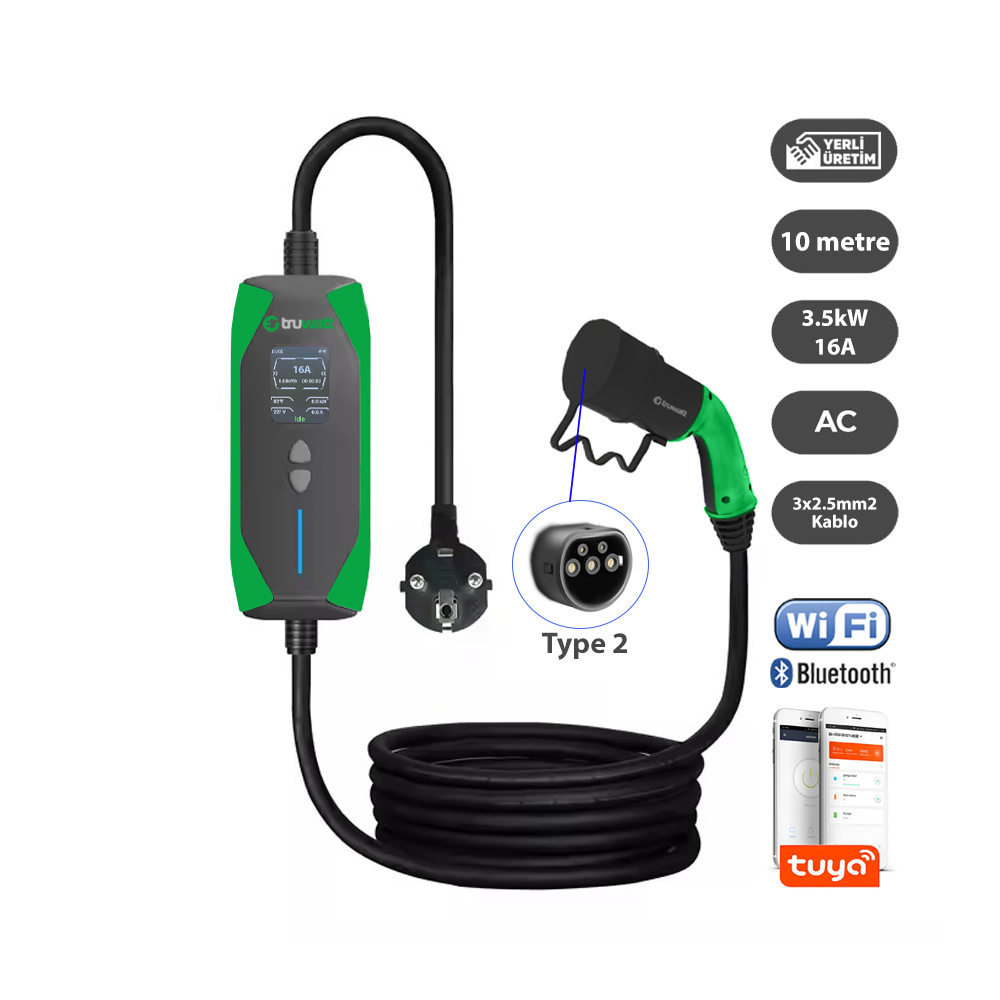 TRUWATT ZT210 Taşınabilir Şarj Cihazı 16A/3,5 kW/220V (10 metre) — ürün görseli