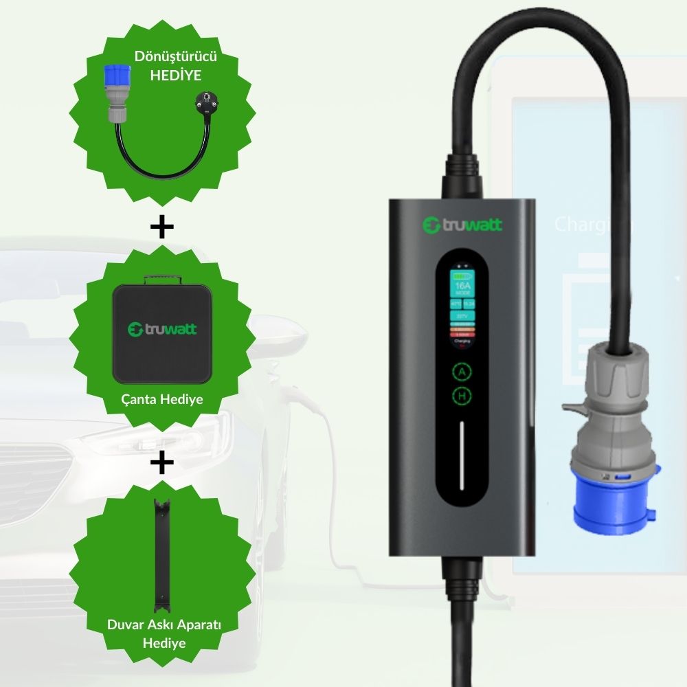 TRUWATT ZTA315 Taşınabilir Şarj İstasyonu 32A/7 kW/220V (15 metre) — ürün görseli